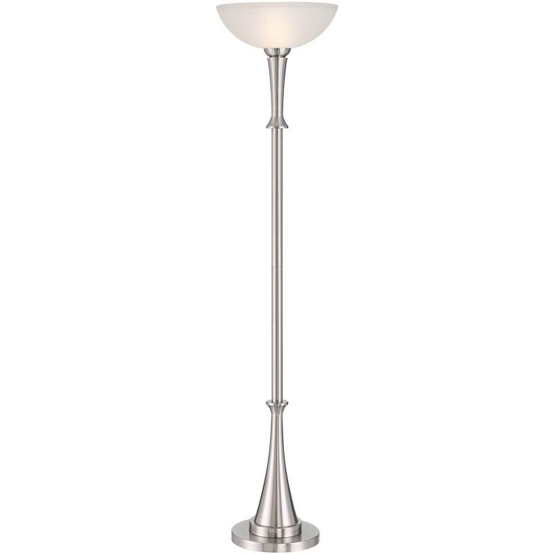 Brushed Nickel 70" Torchiere Floor Lamp with Glass Shade