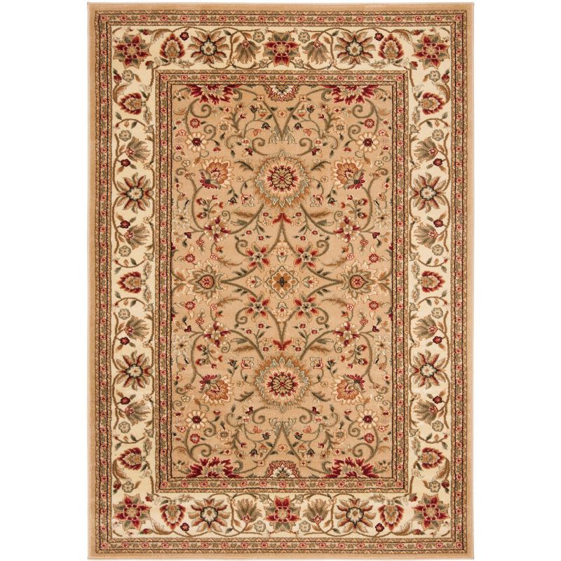 Beige & Ivory Floral Elegance 4' x 6' Easy-Care Synthetic Rug