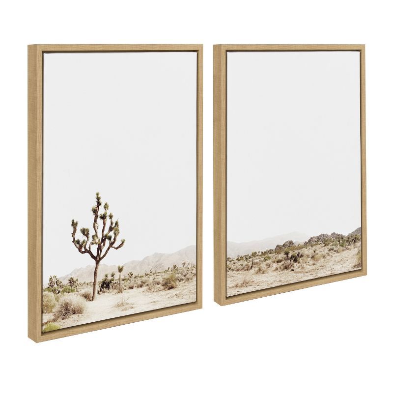 Natural Brown Framed Desert Landscape Canvas Art Set, 24 inches