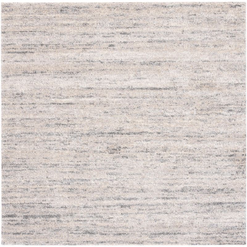 Ivory and Dark Grey Abstract Square Synthetic Area Rug