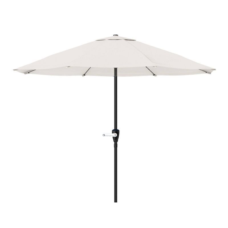 9-Foot Tan Aluminum Patio Umbrella with Auto Crank