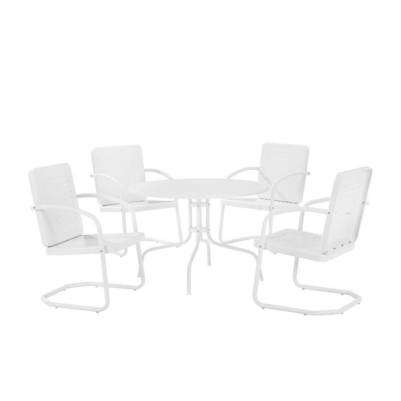 Bates White Gloss 5-Piece Metal Outdoor Dining Set