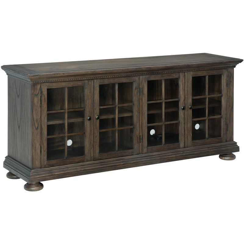 Wellington Java 72'' Traditional Brown TV Stand with Glass Doors