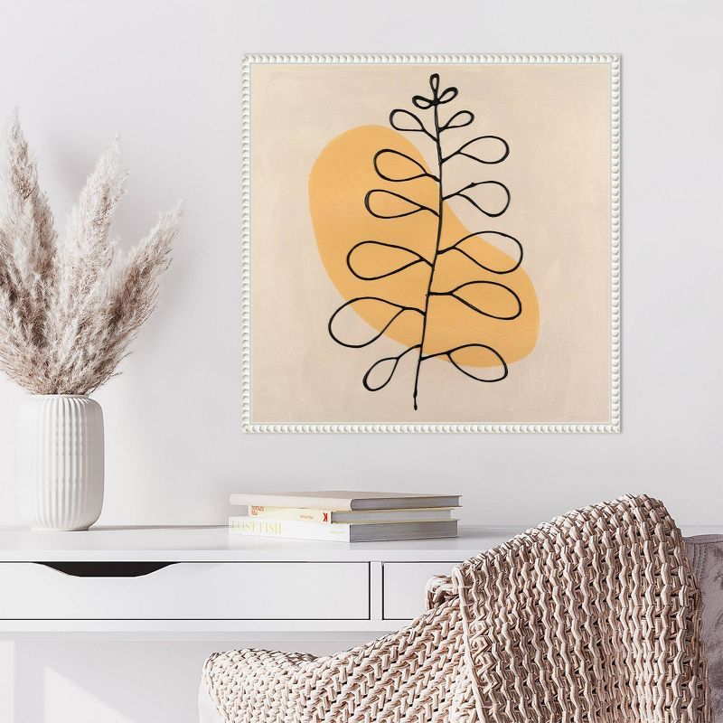 Peace Offering II Yellow and Black Abstract Canvas Art with White Frame