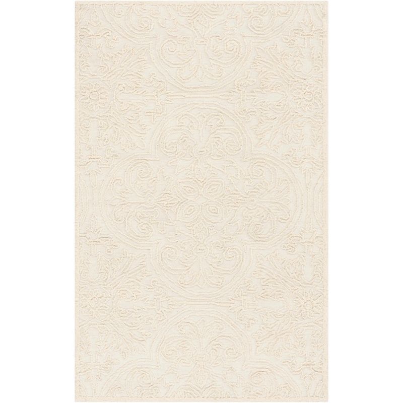 Elegant Ivory Hand-Tufted Wool Area Rug - 27" x 4"