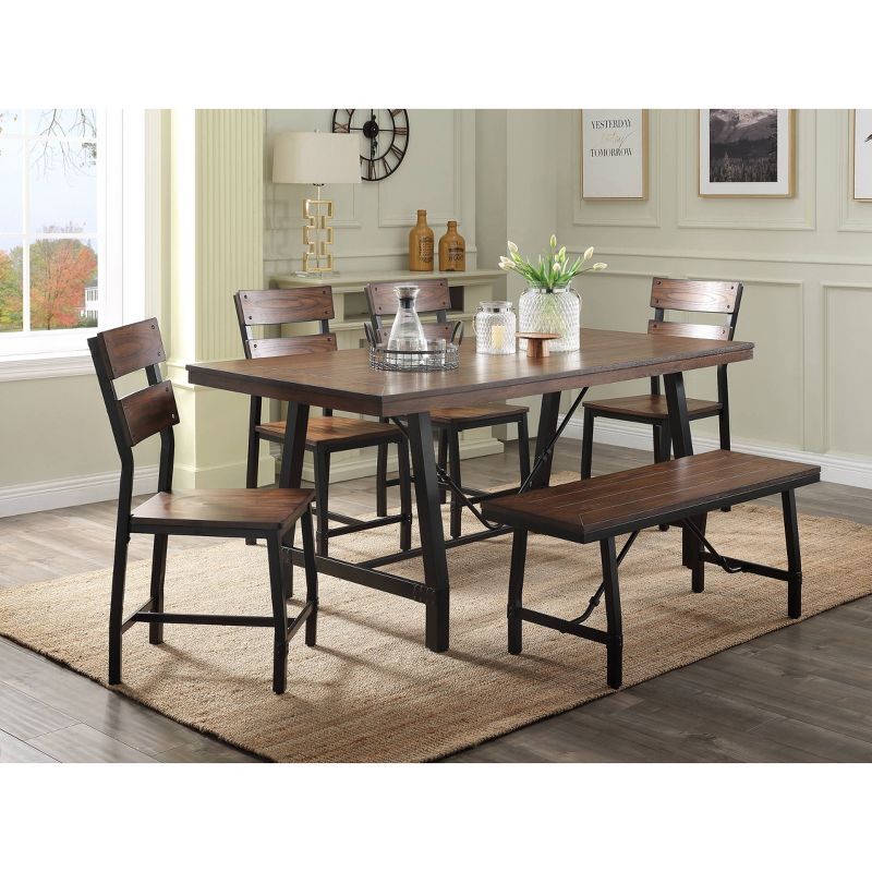 Industrial Black Oak 72" Mariatu Dining Table