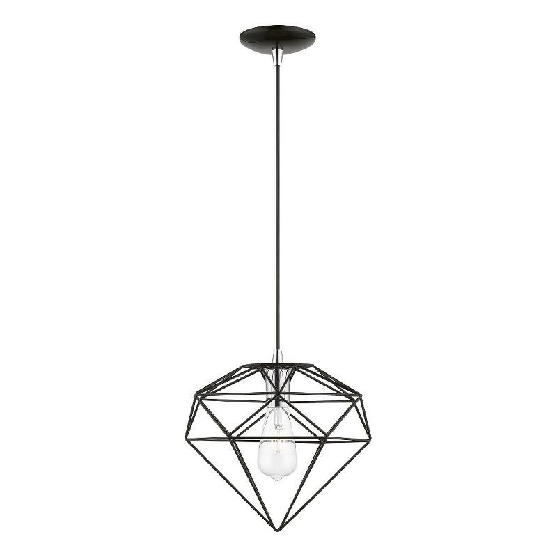 Knox Shiny Black and Polished Chrome 10.5" Indoor/Outdoor Pendant Light