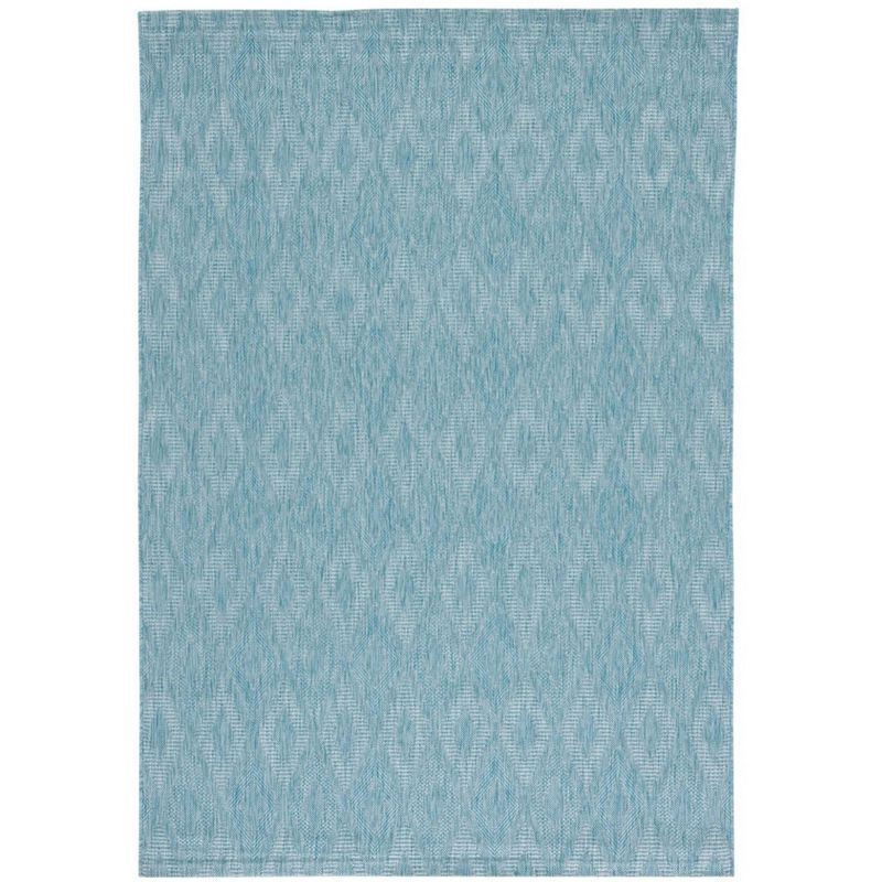 Aqua Diamond Pattern Synthetic Indoor/Outdoor Rug 2'7" x 5'