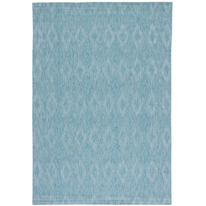 Aqua Diamond Pattern Synthetic Indoor/Outdoor Rug 2'7" x 5'