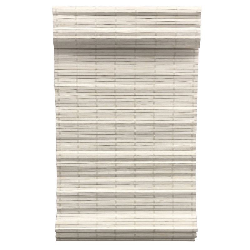 Cordless Distressed White Bamboo Blackout Roman Shade