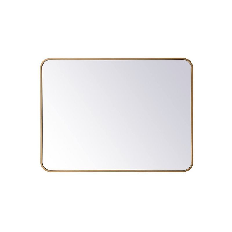 Elegant Brass Rectangular Soft-Corner Vanity Mirror 27x36 Inch