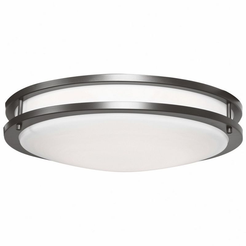 Bronze and Glass 15" LED Flush Mount Light