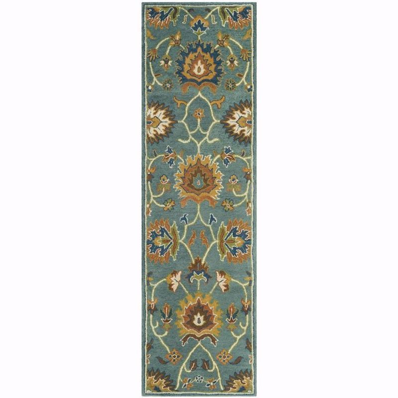 Light Blue Hand-Tufted Wool Runner Rug