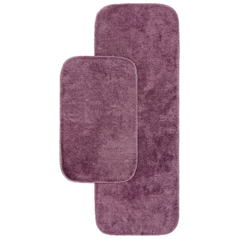 Purple Nylon Traditional Bathroom Rug Set with Latex Backing