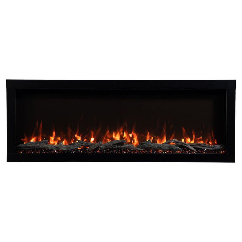 Modern Black 50-Inch Smart Linear Electric Fireplace with LED Flame