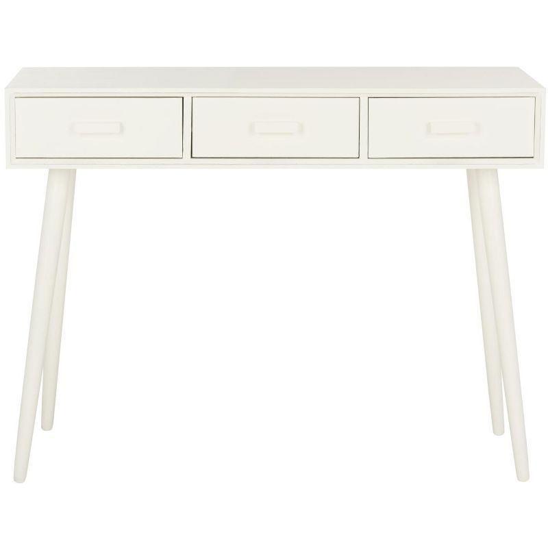 Elegant Transitional White Mirrored 3-Drawer Console Table