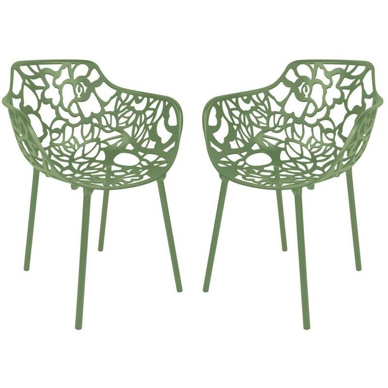 Khaki Green Devon Aluminum Outdoor Dining Chair with Flower Design