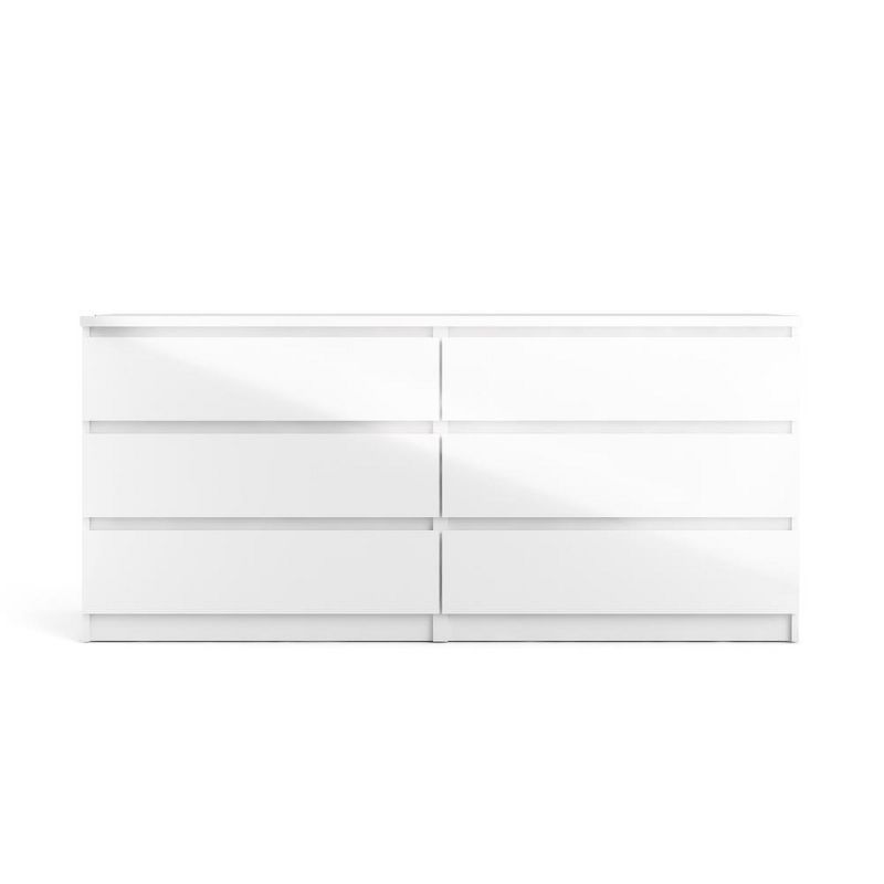 Sleek White High Gloss 6-Drawer Modern Double Dresser