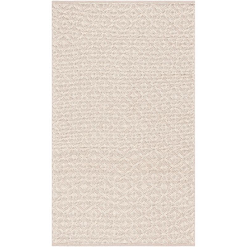 Ivory Hand-Knotted Wool and Cotton Area Rug, 2'3" x 4'