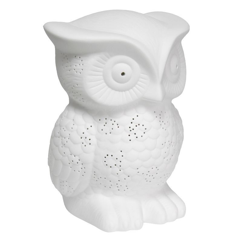 White Porcelain Owl Shaped Kids Table Lamp