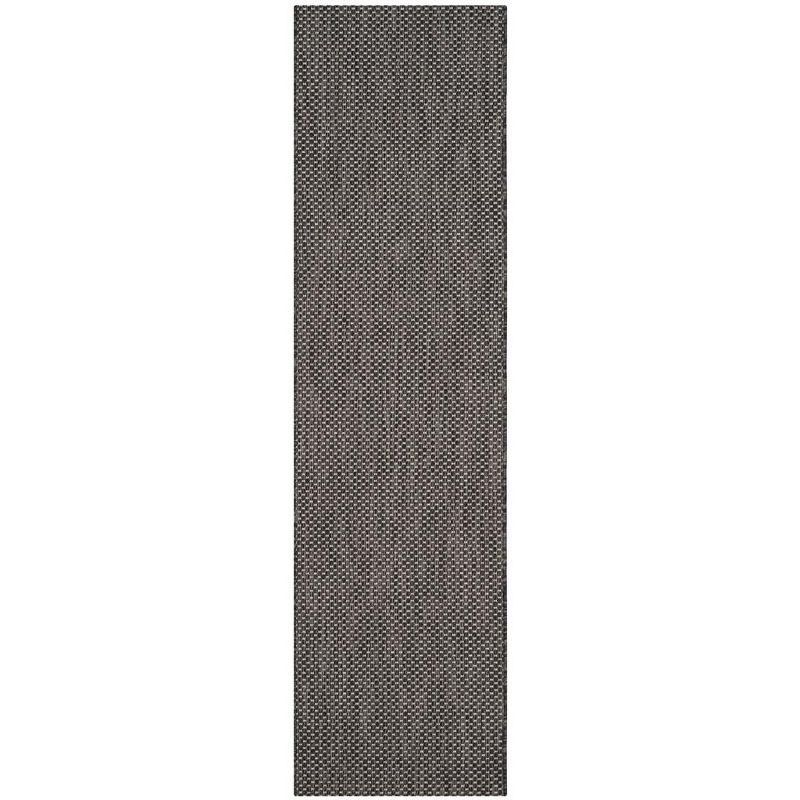 Elegant Black & Beige Checkered 2'3" x 12' Indoor/Outdoor Runner