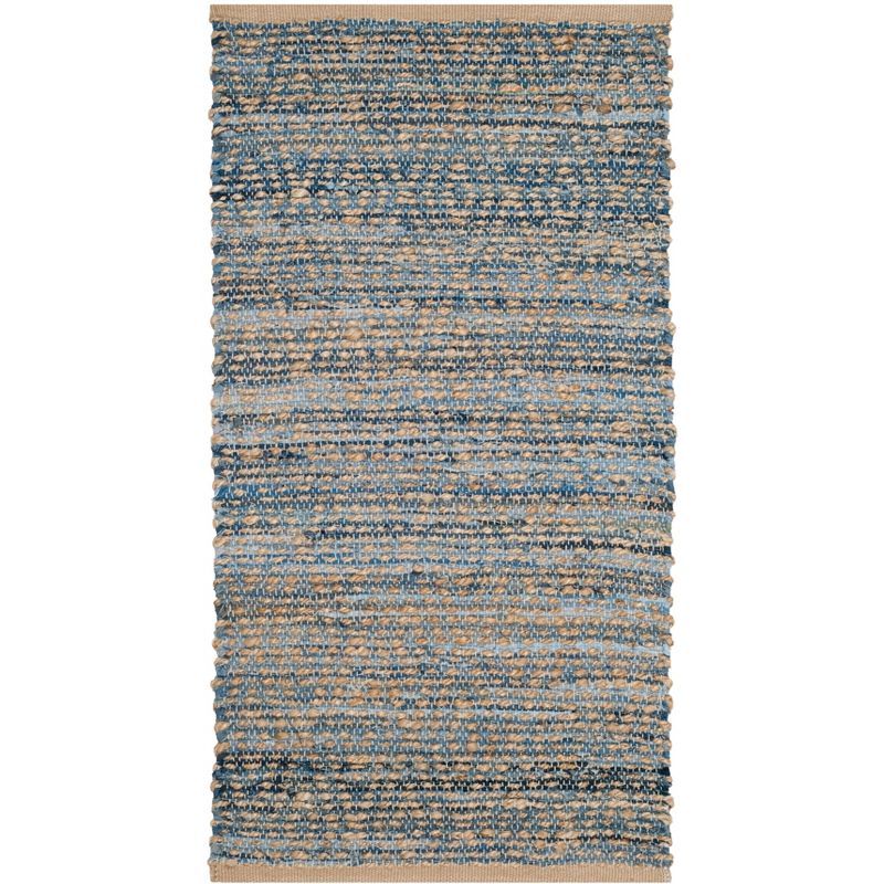 Cape Cod Blue and Natural Handmade Jute Area Rug