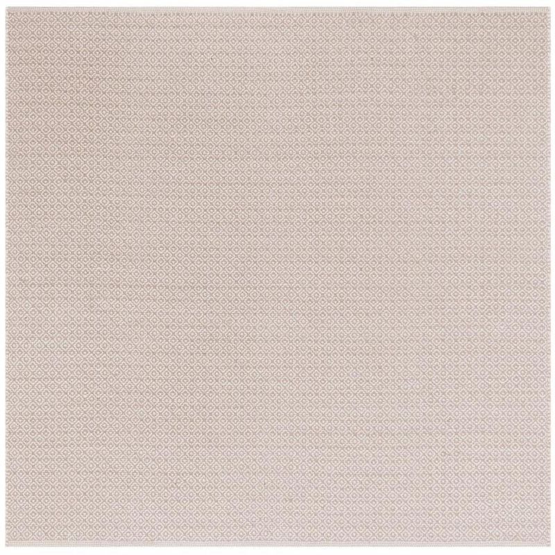 Coastal Charm Ivory and Beige Handwoven Wool-Cotton 6' Square Rug