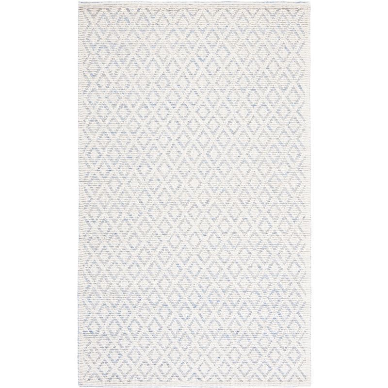 Hand-Knotted Light Blue Wool Rectangular Area Rug 4' x 6'