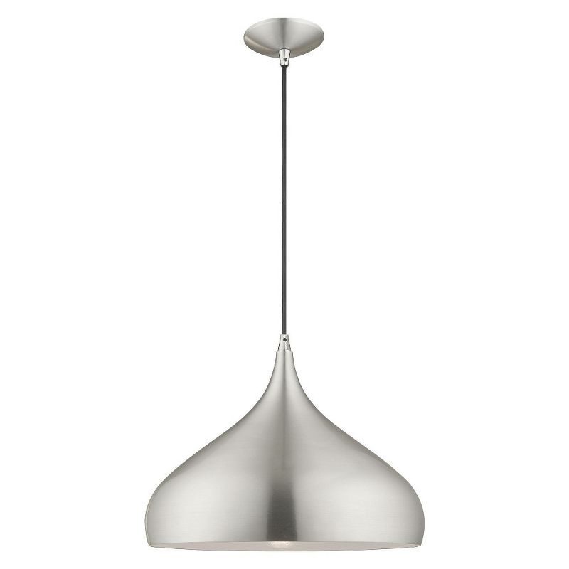 Brushed Aluminum Mini Pendant Light with White Interior