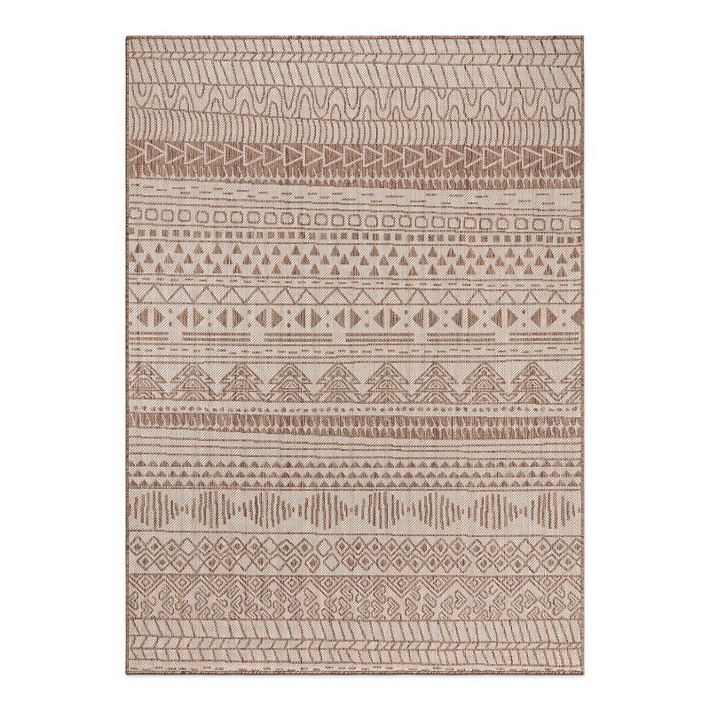 Brown Geometric Flat Woven Reversible 8' x 10' Indoor/Outdoor Rug