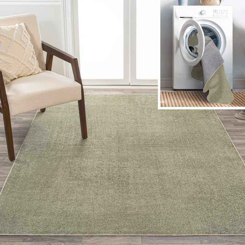 Sage Green 8' x 10' Synthetic Washable Rectangular Area Rug