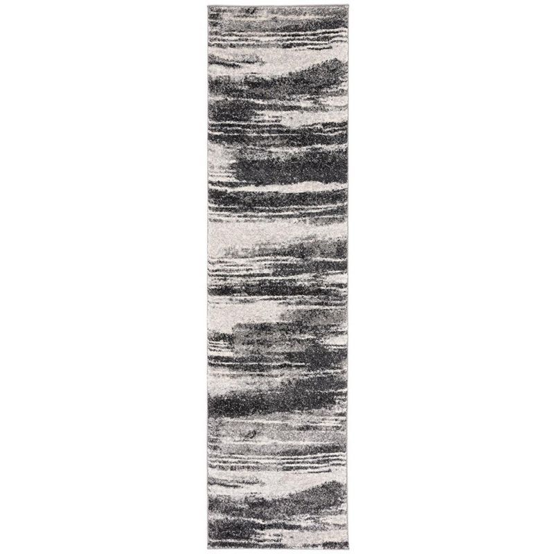 Gray Abstract Shag Runner Rug, 2'3" x 11', Synthetic