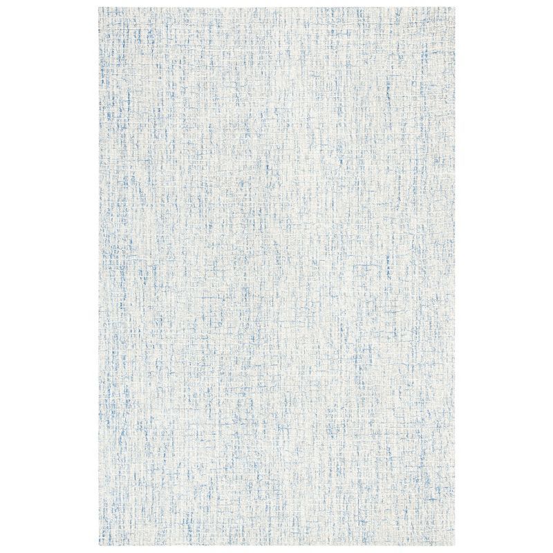 Handmade Abstract Blue Wool Area Rug, Easy Care, 4' x 6'