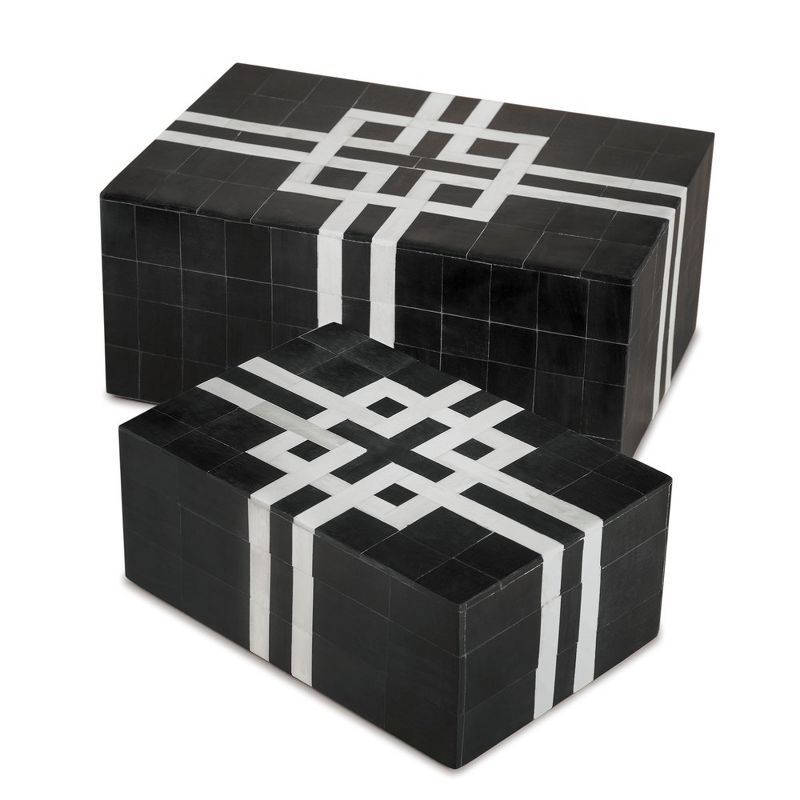 Bindra Black and Ivory Decorative Boxes Set of 2