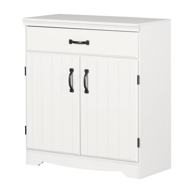 Pure White Farmhouse Entryway Cabinet with Adjustable Shelving