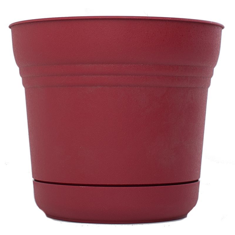 Saturn 10" Burnt Red Round Self-Draining Planter with Saucer