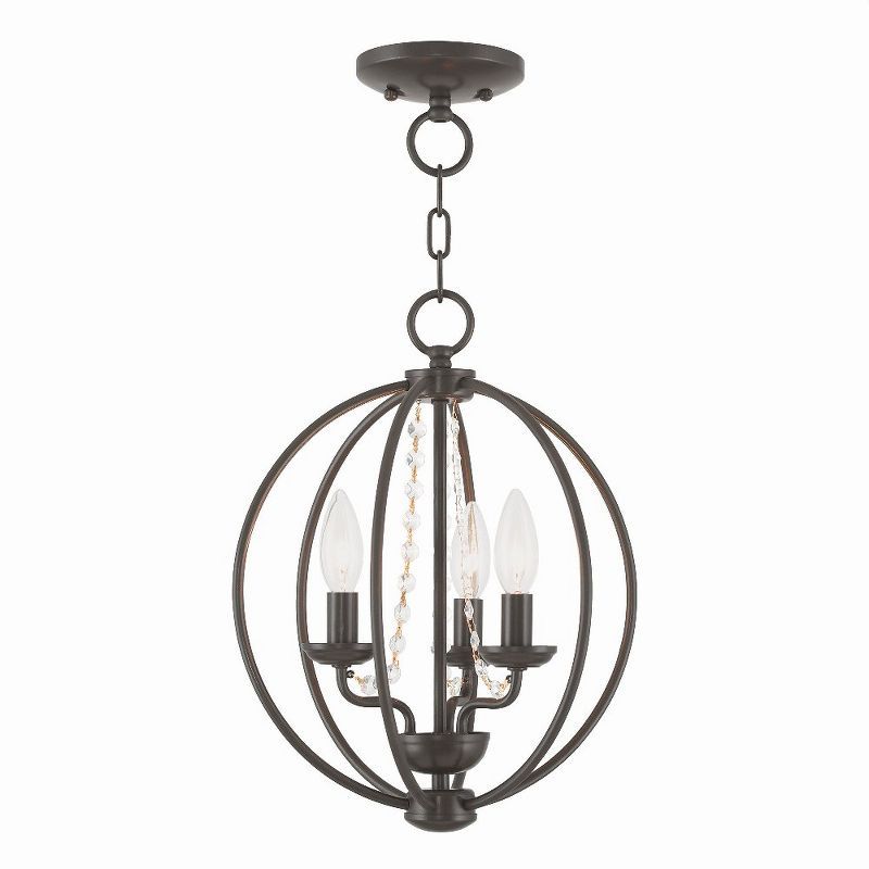 Arabella English Bronze 3-Light Mini Chandelier with Crystal Accents