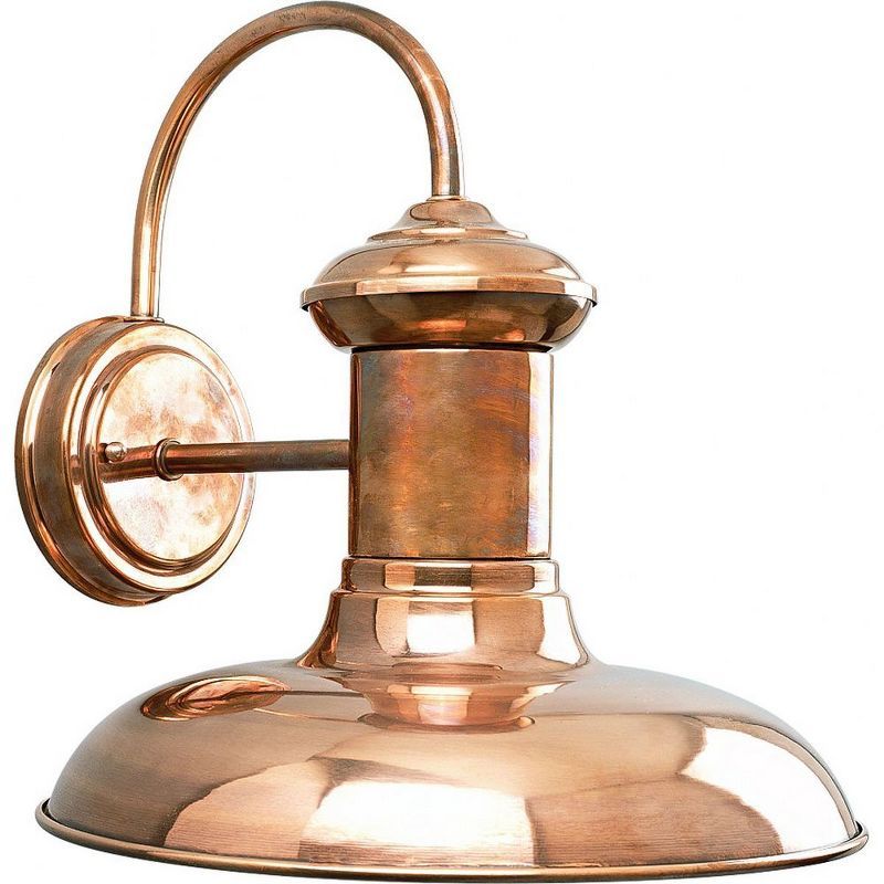 Brookside Vintage Copper Lantern Wall Sconce, 14" Dimmable