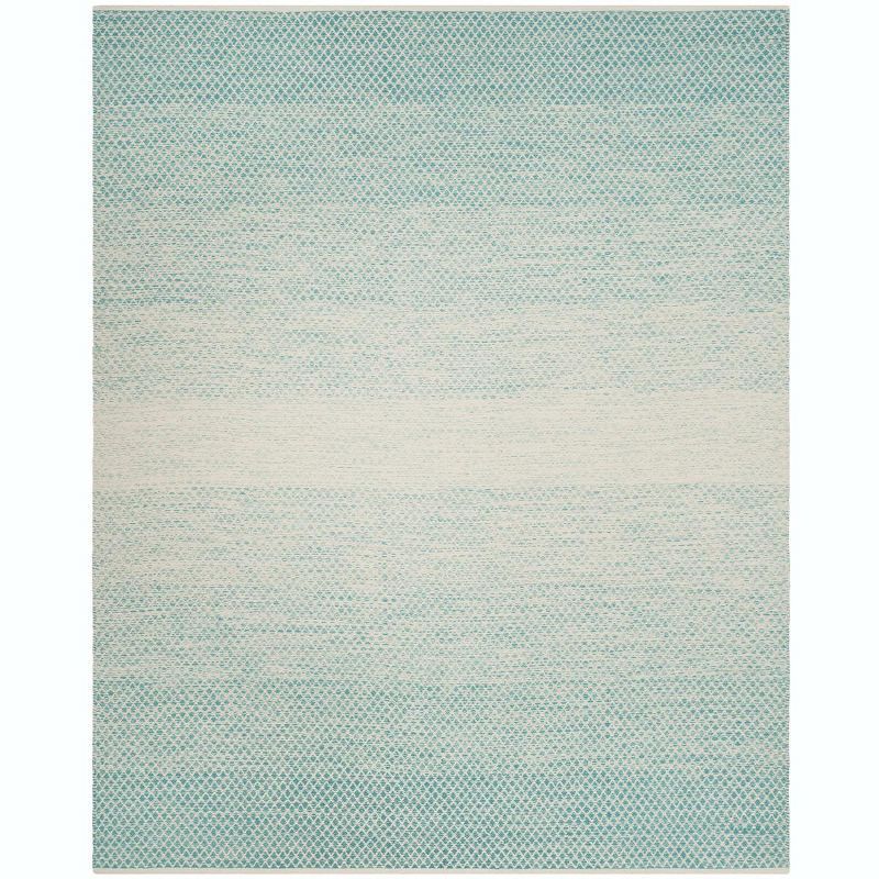 Coastal Breeze Turquoise & Ivory Cotton 8' x 10' Hand-Woven Rug