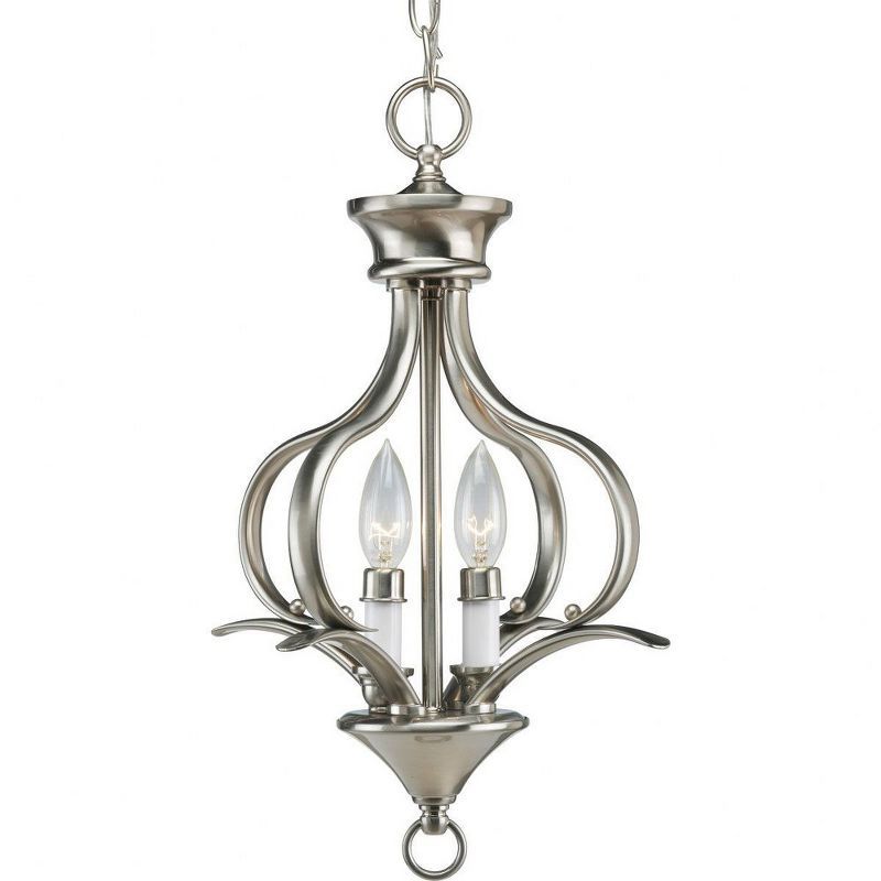 Trinity Brushed Nickel 2-Light Foyer Fixture with Glass Shades