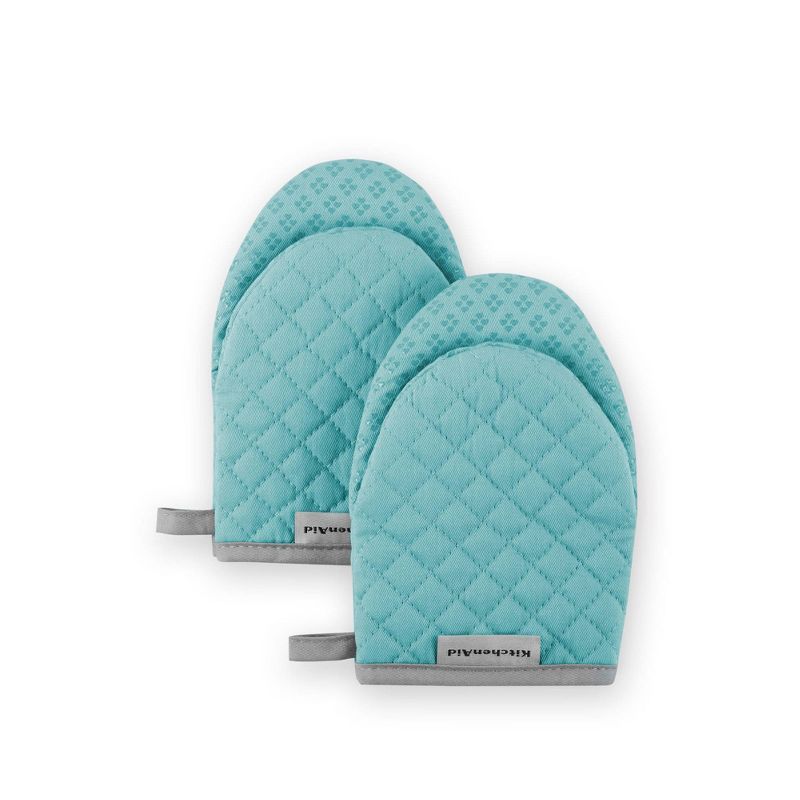 Aqua Silicone Print Mini Oven Mitts, 2-Pack