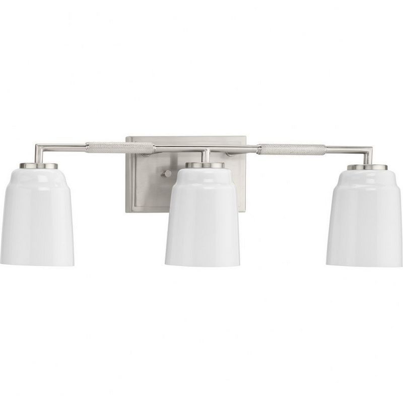 Brushed Nickel 3-Light Vanity with Opal Glass Shades