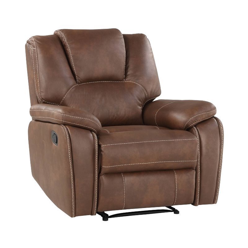 Luxurious Chestnut Brown Faux Leather Manual Recliner