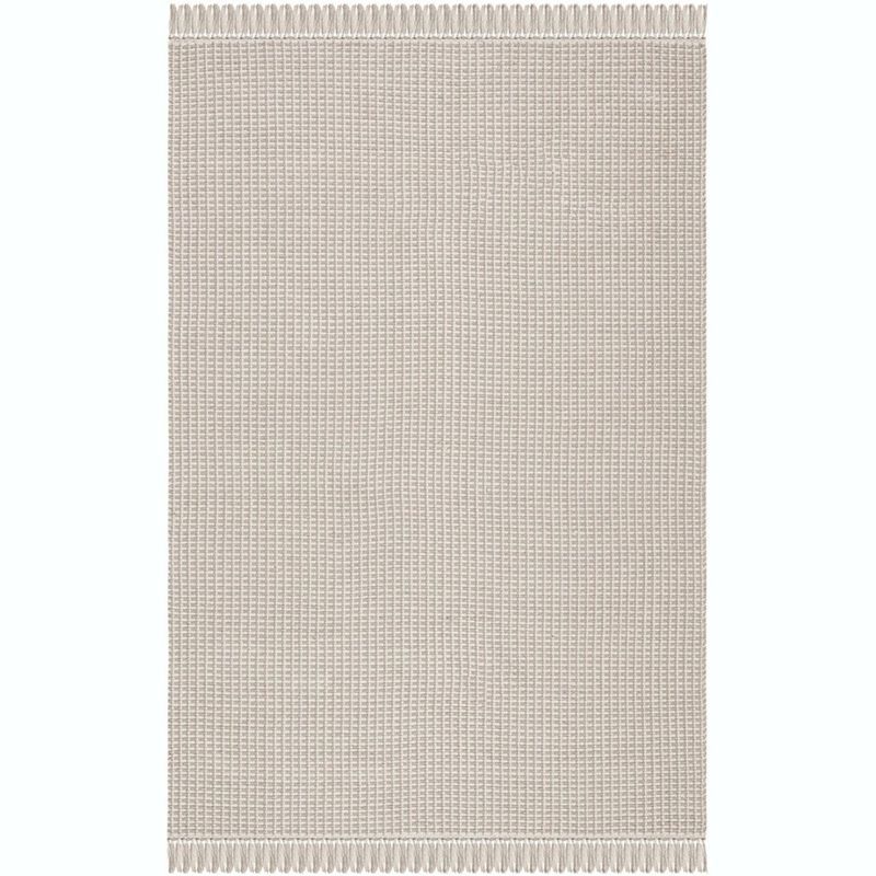 Ivory and Grey Handwoven Cotton Area Rug 4' x 6'