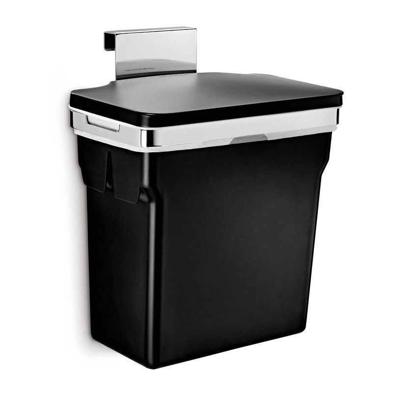 2.6 Gal Black Plastic Flip Lid Trash Can with Heavy Duty Steel Frame