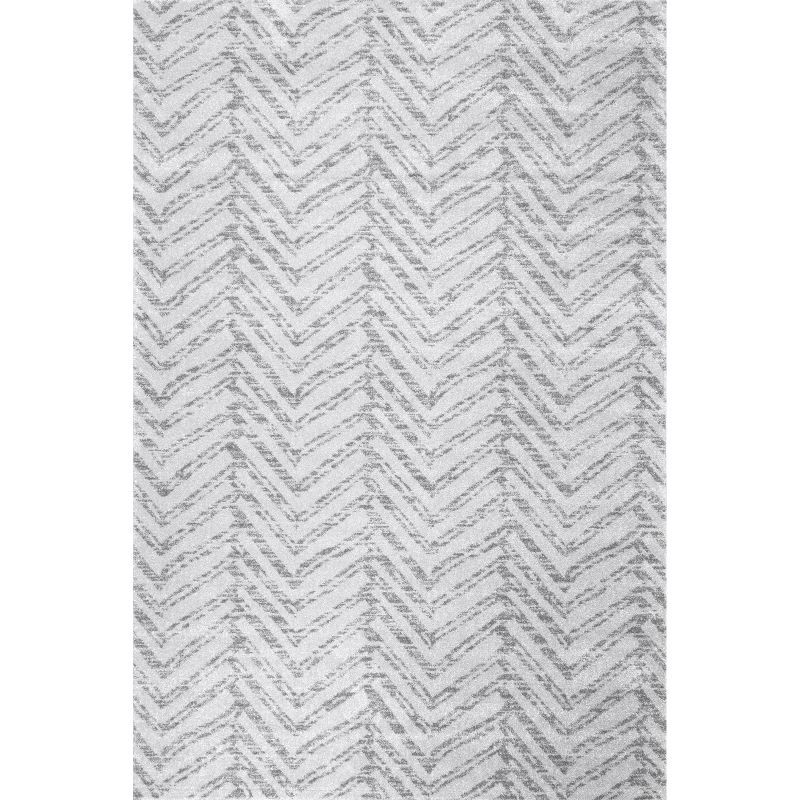 Gray Geometric 8' x 10' Stain-Resistant Synthetic Area Rug