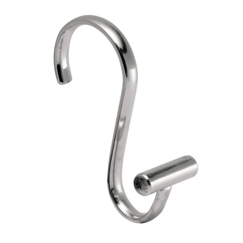 Chrome T-Bar Metal Shower Curtain Hooks Set of 12