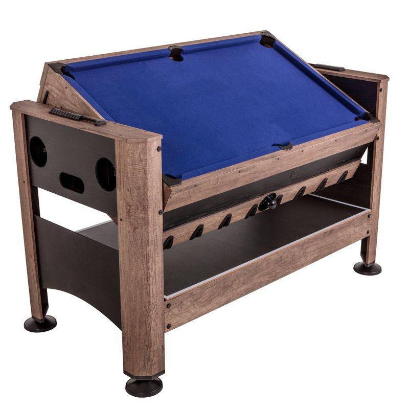 Rustic Wood Grain 56" 4-in-1 Swivel Multi-Game Table