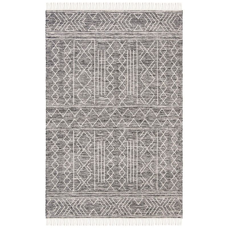 Bohemian Nomad Black & Ivory Wool 8' x 10' Handwoven Area Rug