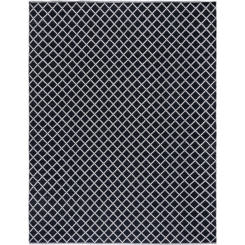 Handwoven Montauk Coastal Black Cotton 8' x 10' Area Rug